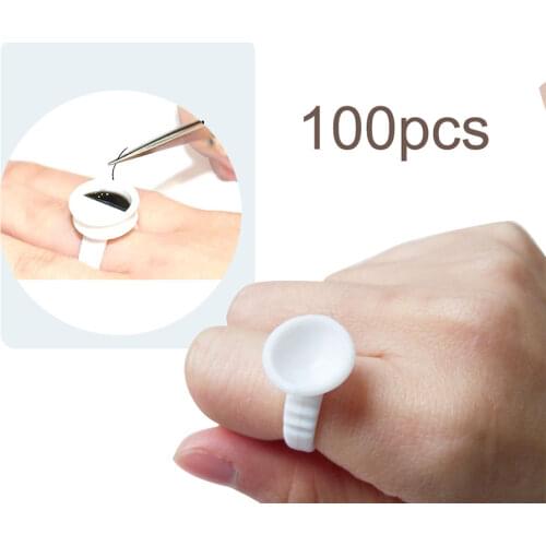 Disposable Eyelashes Glue Ring Holder For Eyelash Extension Pallet Eye Lashes Glue Rings Lash Makeup Tools 100 Pcs/bag