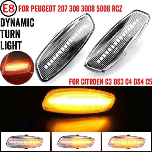 2 pieces Led Dynamic Side Marker Turn Signal Light Sequential Blinker For Peugeot 308 207 3008 5008 For Citroen C4 C3 C5 DS3 DS4