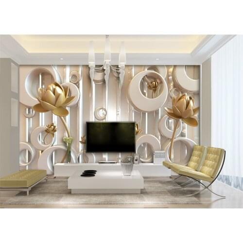 Beibehang Custom Wallpaper 3D TV background wall lotus flower painting room bedroom sofa background lotus murals 3d wallpaper