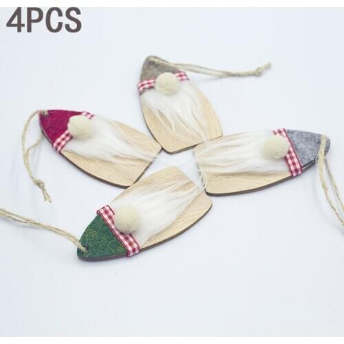 4Pcs Christmas Ornaments Wooden Santa Claus Pendants Christmas Tree Hanging Decorations For Home Party New Year Navidad