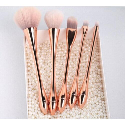 5Pcs/Set Waist Brush Electroplating Multifunctional Plastic Soft Hair Small Waist Beauty Makeup Tools for Cosmetic