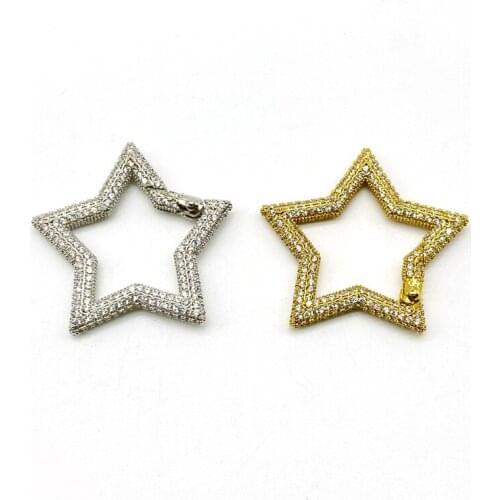 5pcs/lot High Quality Jewelry Making Gold Filled Cubic Zircon Star Clasp