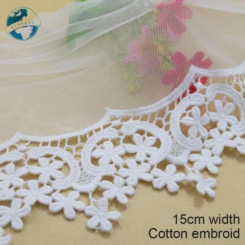 5yards 15cm width Cotton embroid sewing ribbon guipure lace fabric trim diy craft supply wedding Accessories african lace#3182