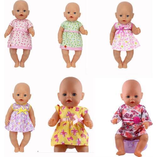6Style Short Skirt Set Doll clothes Wear fit for 43cm/17inch baby Doll, Children best Birthday Gift(only sell clothes)