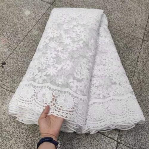 White Sequin African French Net Lace Fabric 2021 High Quality Tulle Mesh Lace Bridal Nigerian Wedding Dress Lace For Woman