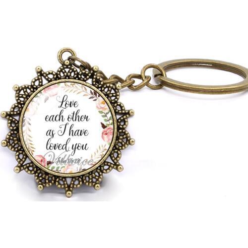 VILLWICE Bible Verse Key Chains Love Each Others As I Have Loved You Quote Scripture Faith Jewelry For Christian Gifts 2018