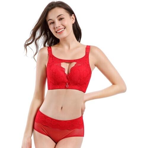 Bra big size new product big size bra set thin big cup fat mm breathable gather underwear set without steel support top female