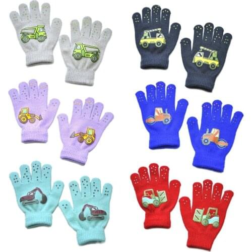 Stretchy Knitted Warm Full Finger Gloves for Child Winter Warm Must Have Golves Outdoor Riding Wearing