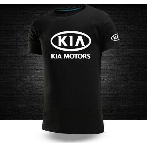 UnisexSummer Fashion Male Funny Kia Motors Car Logo Casual Short Sleeves Solid Color Cotton Sport Top Round neck Print Tshirt