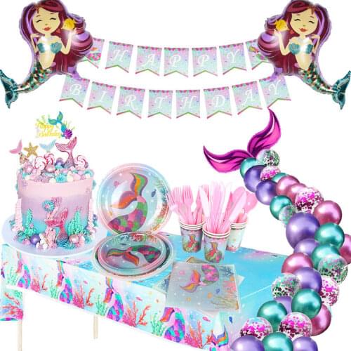 Mermaid Party Decoration Ocean World Girl Cake Topper Birthday Dessert Decoration for Childrens Day Party Supplies Lovely Gift