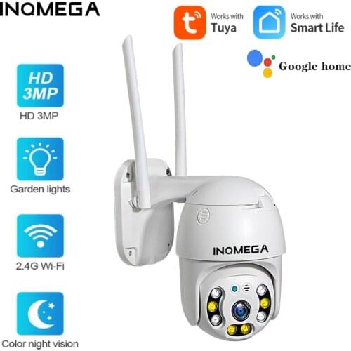 INQMEGA 3MP PTZ Camera 4x Zoom Tuya Smart Home Security Protection Wifi Monitor Alex Waterproof CCTV SD Card Surveillance Camera