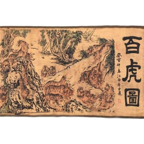 Chinese old picture paper long Scroll painting Long Scroll Drawing bai hu tu