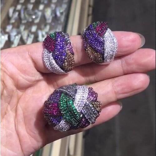 Newest Famous Brand Luxury Crossover Geometry Cubic Zironia CZ Jewelry Sets For Women Wedding Dubai Bridal Jewelry Set