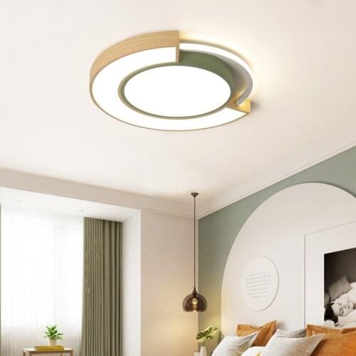 Round Ceiling Lamp for Living Room Bedroom Study Room Nordic Simple Modern Green/Grey Color Warm Ceiling Lamp Mounted 110V 220V