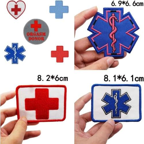 Medical Ambulance Center ORGASM DONO RED HEART CROSS Patch Embroidered Applique Sewing Label for Clothes