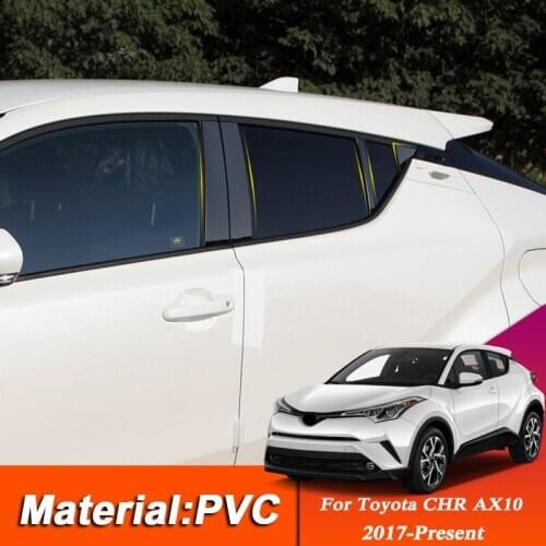 Car Styling PVC Sticker For Toyota CHR AX10 2017-Present Car Window Trim Sticker Middle Column Stickers External Accessories