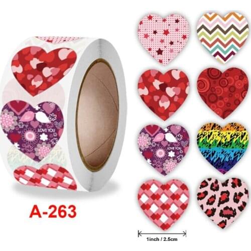 Heart Shape Sticker 500 pcs /roll 2.5cm Red/Pink Color Vintage scrapbooking Round shape teacher children reward label seal paste