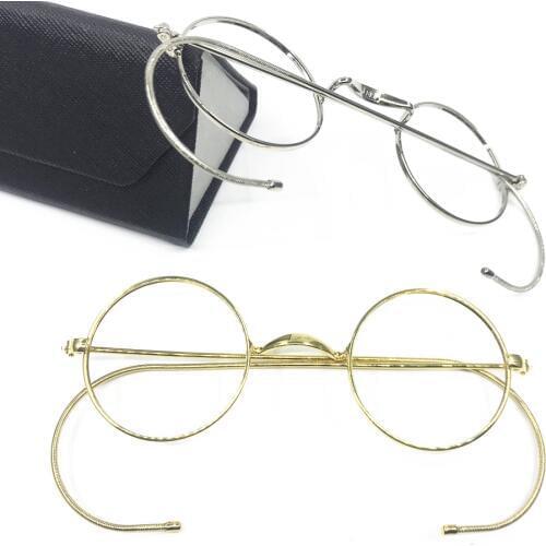 Vintage Antique Round Wire Rim Eyeglass Frames Full Rim Ear Hooks Myopia Rx able Glasses Brand New Good Quality