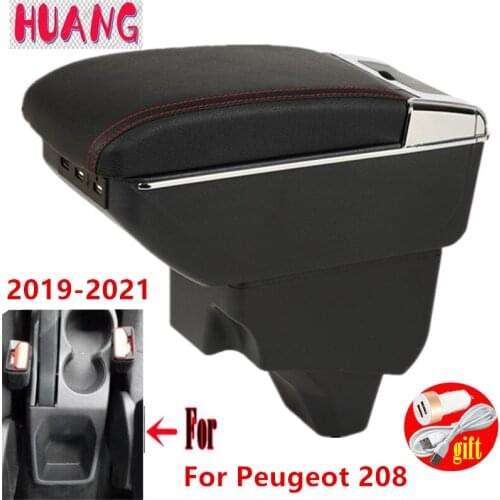 For Peugeot 2008 Armrest For Peugeot 2008 Car Armrest box 2019 2020 2021 Retrofit parts Interior Storage box accessories USB LED