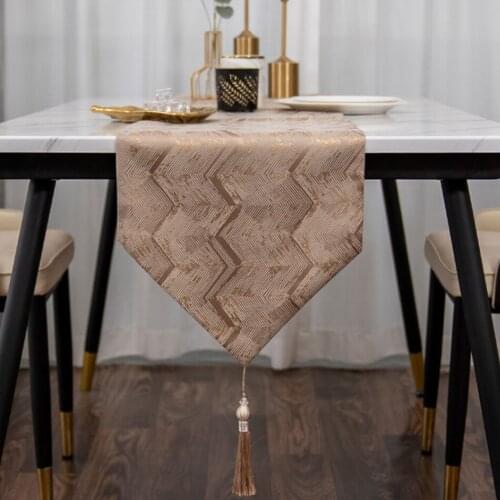 Simple Light Luxury High Precision Jacquard Fabric Geometric Striped Coffee Tablecloth Wedding Party Decoration Table Runner