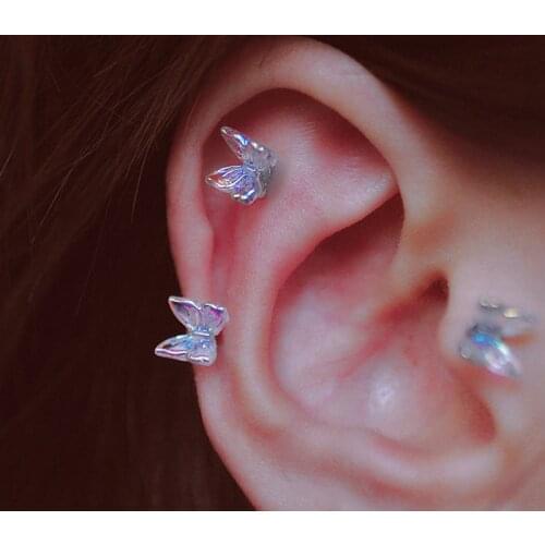 Butterfly Earrings Laser For Women Creativity Round Simple Ring Pearl EarringsTrendy Ear Studs Statement 2021 Party Jewelry Gift