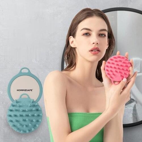 Electric shampoo brush massage comb instrument acoustic vibration scalp care charging silicone brush silicon bath body brush