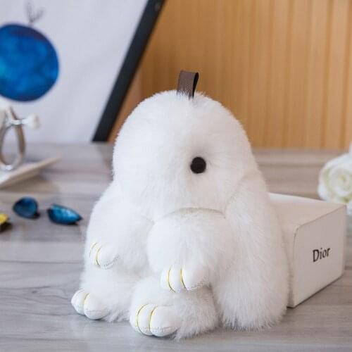 Cute Girls Fluffy Fur Rabbit Key Chain Women Plush Pompom Bunny Keychain On Bag Car Trinket Female Jewelry Party Toy Gift