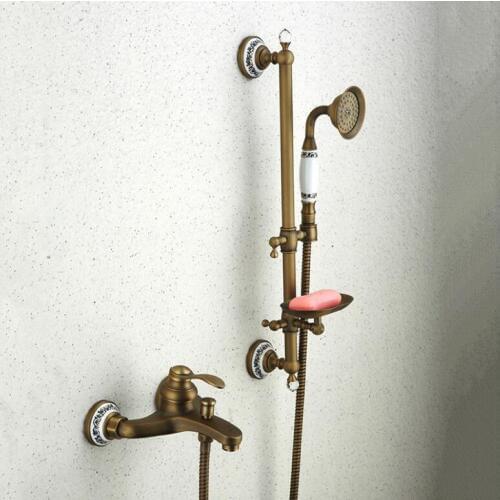 Bathtub Faucets Antique Bronze Bathroom Tub Mixer Faucet New Ceramic Style Hand held Bathtub Faucet Wall Mounted Shower Faucets