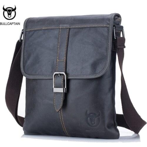 BULL CAPTAIN Men Genuine Leather Crossbody Shoulder Bag Fashion High Quality Business Bags Male famous brand Leather Bags