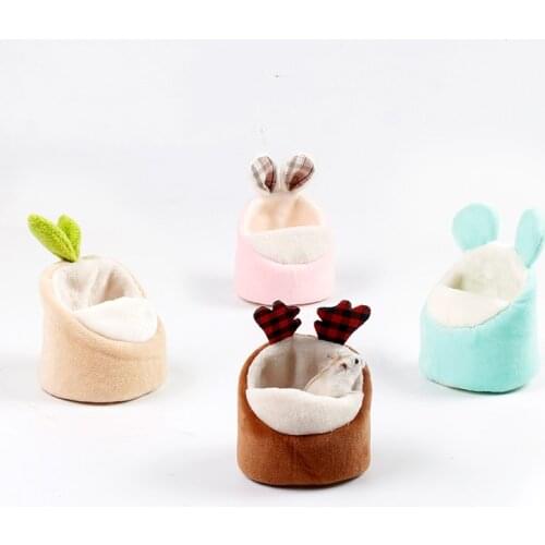 Pet Hamster House Keep Warm Short Plush Small Animal Rat Cage Cute Cotton Bed For Guinea Pig Chinchilla Hedgehog Accessories