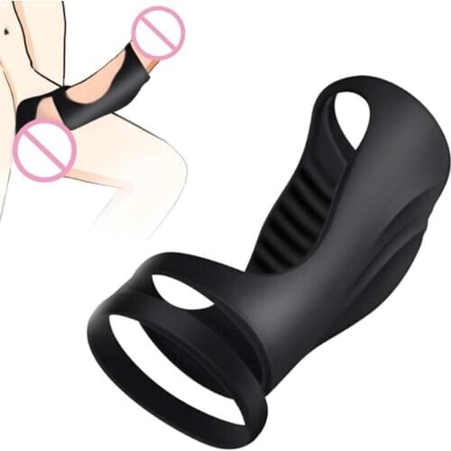 Three Ring Silicone Lock Fine Ring Male Penile Longer Harder Training Props Man Delayed Ejaculation Condom Adult Sex Toy