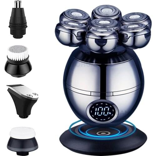 7D Electric Shaver For Men Independently 7 Cutter Floating Head Waterproof Electric Razor Multifunction Trimmer with LCD Display