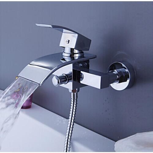 Vidric brass chrome finished wall mounted bath and shower faucet exposed B&S waterfall faucet