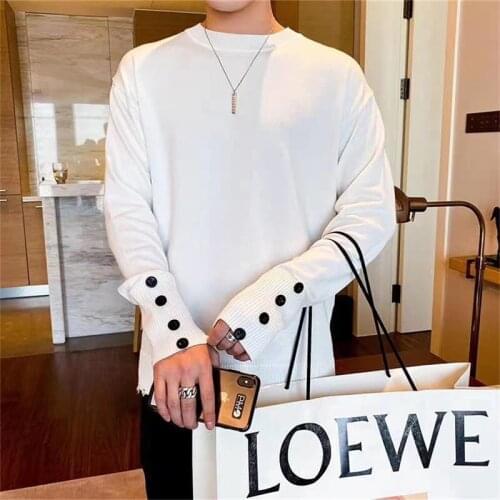 High quality pure color refined knitted sweater mens slim fashion thin pullover long sleeve pullover high quality Korean male s