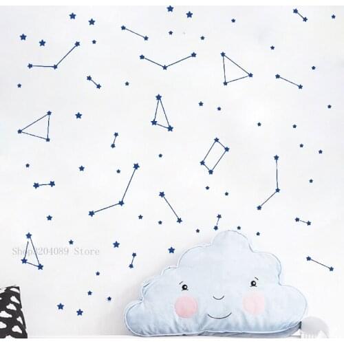 Funny Zodiac Astronomy Stars Wall Sticker Vinyl For Kids Bedroom Stars Decor Creative Stars Sets Decal Self-adhesive Mural CN394