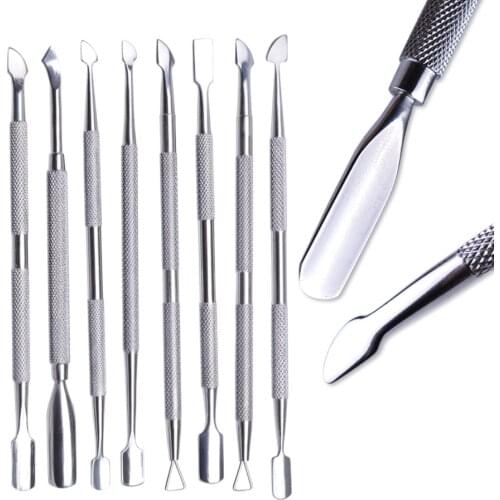 1Pcs Stainless Steel Double Head Cuticle Pusher for Manicure Dead Skin Gel Polish Remover Pedicure Scraper Nail Art Tool NFA17