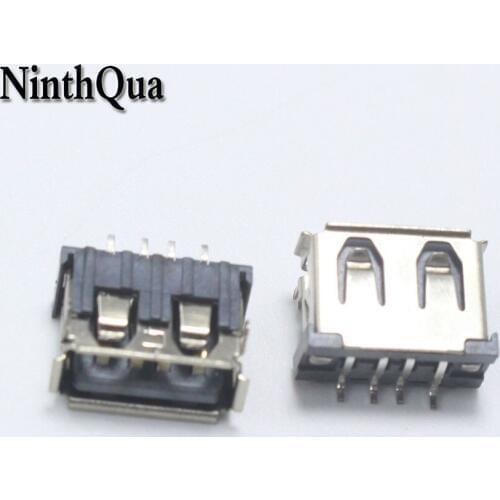 10pcs USB Type A 4Pin Female Socket Connector Welding 90 Degrees 1.0mm Bend Pin Plug Jack DIY Connectors