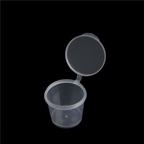 100Pcs Wholesale Clear Food Small Sauce Containers Package Box&Lid Portable Disposable Portable Plastic Cups Transparent