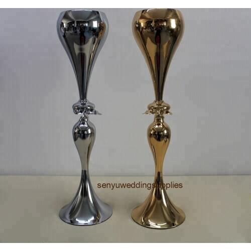 12pcs )Wedding decoration gold metal flower stand flower vase candle holder senyu1330