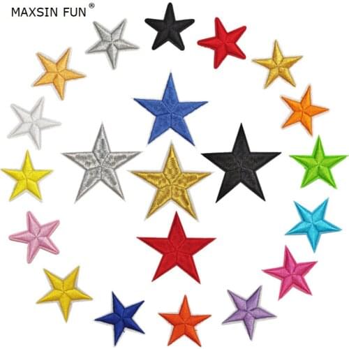 20PCS Cheap Different Color Iron On Patch for Clothing Applique for Jeans DIY Accessories Cute Cheap Star Patches Wholesale