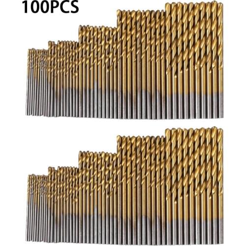 200/100pcs 1/1.5/2.0/2.5/3mm Titanium Coated Twist Drill Bit High Steel HSS Drill Bit Set For Woodworking Plastics And Aluminum
