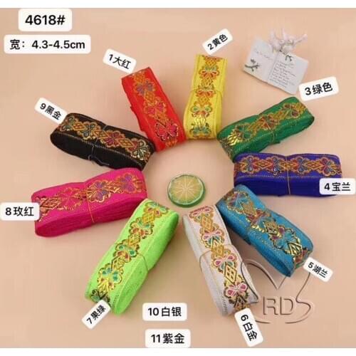 4.3-4.5cm metallic yarn jacquard and embroidered ribbon,XERY200325E