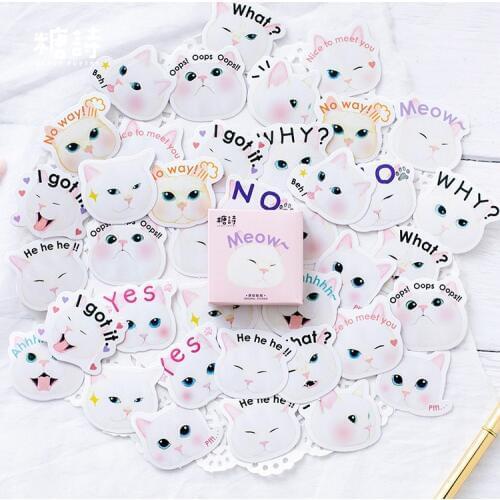 45 PCS/box Creative Kitten Head Paper Lable Stickers Crafts And Scrapbooking Decorative Lifelog Sticker DIY Lovely Stationery