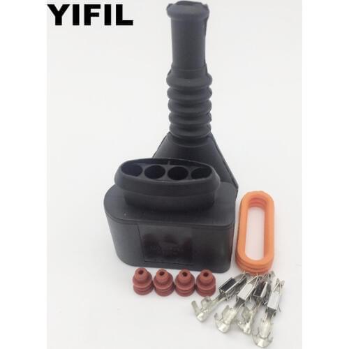 5/10/20/50/100sets/lot 4 Pin/Way Female Auto Ignition Coil Connector Plug With Rubber Boot Repair Kit Case For A4 A6 VW Passat