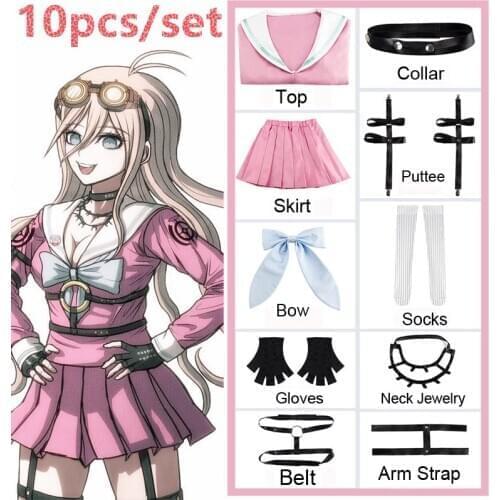 Anime Miu Iruma Cosplay Costume Danganronpa V3 Cosplay School Uniform And Wigs Game Cosplay Halloween Costume For Women Girls