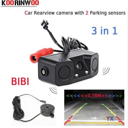Car Camera Video Parking Sensors CCD Car Rear View Camera with 2 parktronic Reverse Radar Alarm Sensors Buzzer Show distance