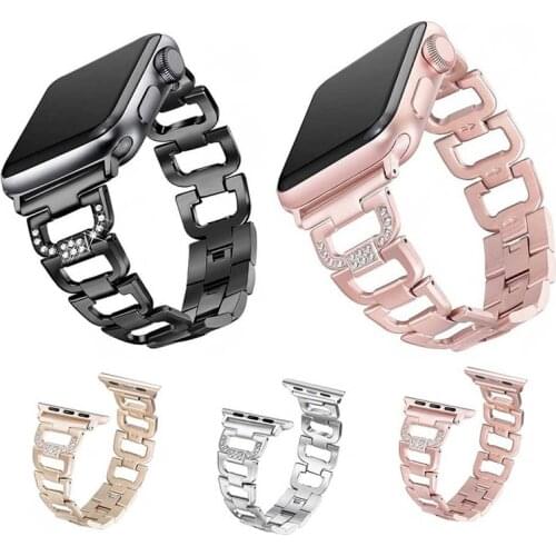 Luxury Diamond Watchband Strap for Correa Apple Watch Band 44mm 40mm 42mm 38mm Band Stainless Steel Bracelet for IWatch 6 SE 5 4