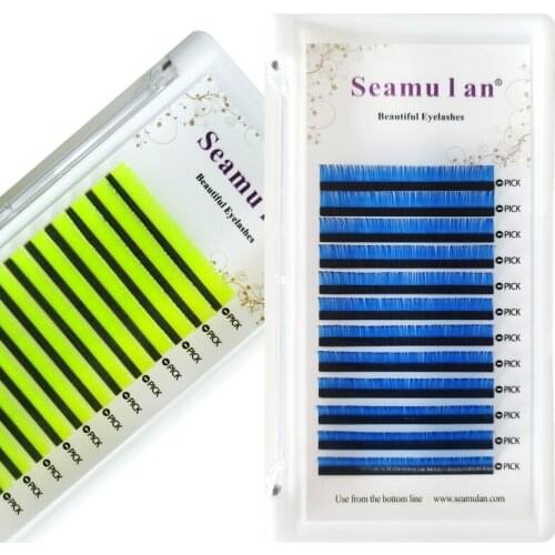 Yellow Color Eyelash Extension Individual Mink Fake Rainbow Colored Eyelashes Natural Soft Colorful False Lashes extension lashe