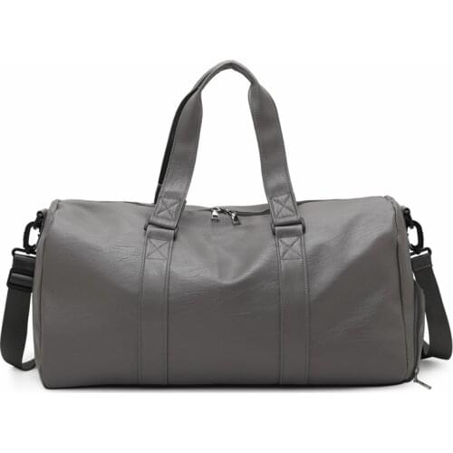 PU Leather Retro Style Travel Bag Solid Color Gym Bag Large Capacity Dry And Wet Separation Single Shoulder Travel Bag X441A