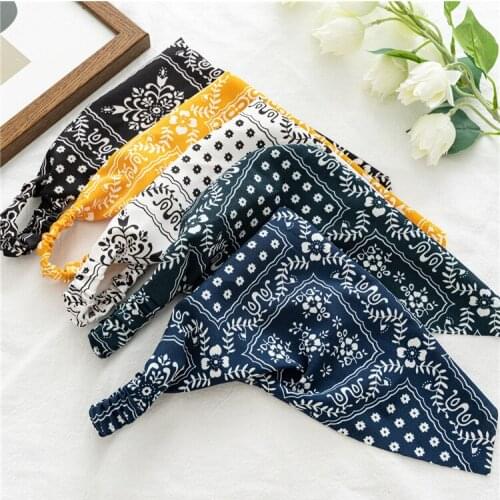 European and American retro triangle scarf headband womens haircut all-match elastic band headscarf